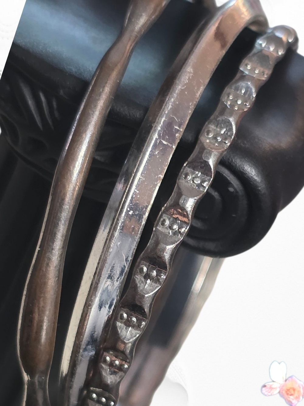 Set of Three Silver-Tone Bangle Bracelets